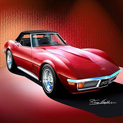 1972 Corvette convertibile Mille miglia red with White Wall Tires - Fine Art Print by Danny Whitfield - Size 24 X 36