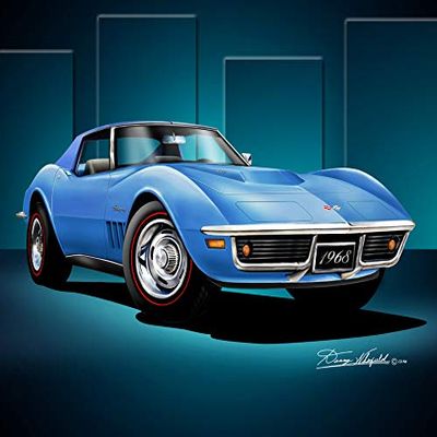 1968 Corvette 427 Coupe Lemans Blue -Fine Art Print by Danny Whitfield - Size 20 X 30