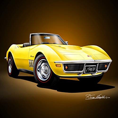 1969 Corvette 427 Roadster Daytona Yellow -Fine Art Print by Danny Whitfield - Size 20 X 30