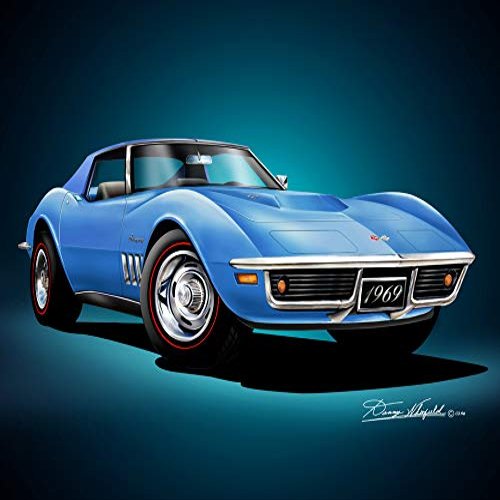 1969 Corvette 427 Coupe Lemans Blue -Fine Art Print by Danny Whitfield - Size 20 X 30