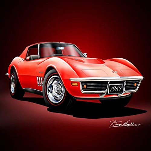 1969 Corvette 427 Coupe Monza red -Fine Art Print by Danny Whitfield - Size 20 X 30