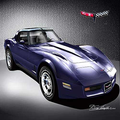 1981 Corvette Coupe Dark Blue - Fine Art Print by Danny Whitfield - Size 20 X 30