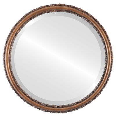 OVALCREST Round Beveled Wall Mirror for Home Decor - Virginia Style - Sunset Gold - 26x26 Outside Dimensions