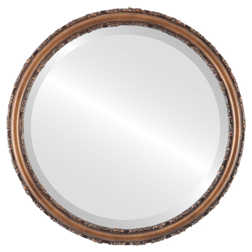 OVALCREST Round Beveled Wall Mirror for Home Decor - Virginia Style - Sunset Gold - 26x26 Outside Dimensions