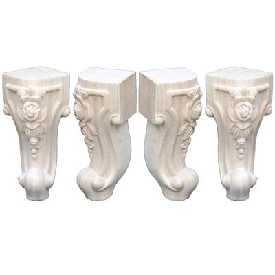 DIY Set of 4 Carvings Shaped Wood TV Table Legs Furniture Sofa Chair Ottoman Couch Bed Wardrobe Cabinet Legs Type-I