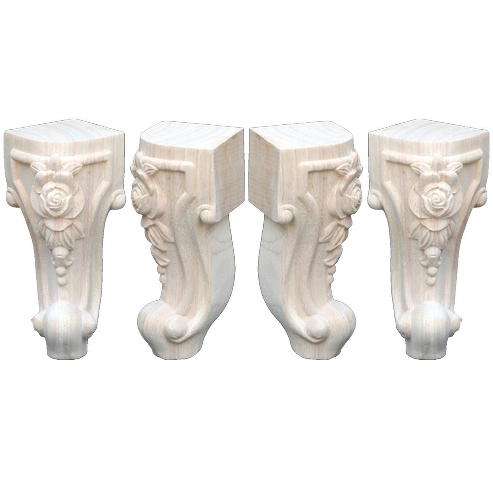 DIY Set of 4 Carvings Shaped Wood TV Table Legs Furniture Sofa Chair Ottoman Couch Bed Wardrobe Cabinet Legs Type-I