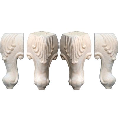 DIY Set of 4 Carvings Shaped Wood TV Table Legs Furniture Sofa Chair Ottoman Couch Bed Wardrobe Cabinet Legs Type-J