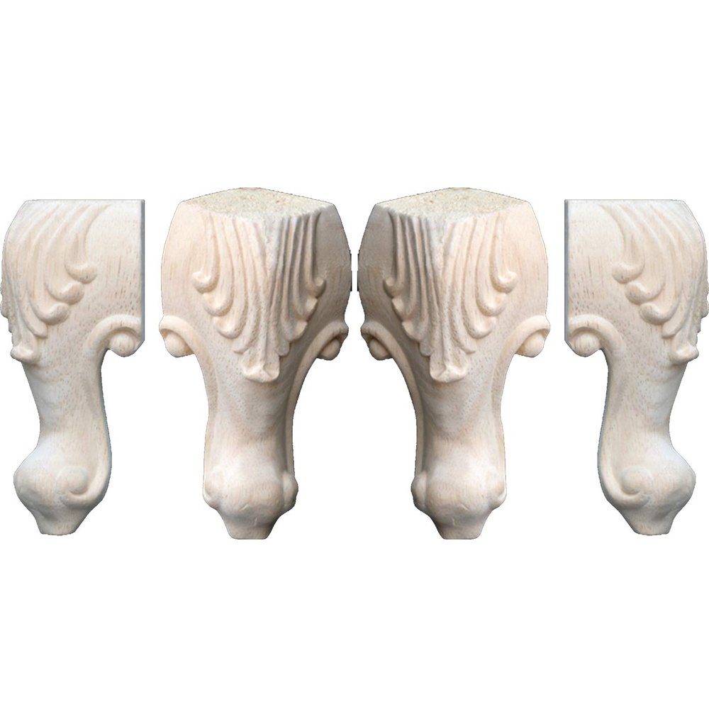 DIY Set of 4 Carvings Shaped Wood TV Table Legs Furniture Sofa Chair Ottoman Couch Bed Wardrobe Cabinet Legs Type-J