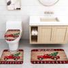 4 Pcs Shower Curtain Sets with Non-Slip Rugs, Toilet Lid Cover, Bath Mat Merry Christmas Red Truck Pull Xmas Tree on Retro Wooden Board Bathroom Decor Waterproof Shower Curtain with 12 Hooks view 4