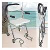 HYCH-White Folding Shower Seat, Rugged/Rust Resistant Easy to Clean Elderly, Disabled Bathroom/Out Convenient Chair with Rolling Wheels,White view 2