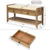 P PURLOVE Entryway Storage Bench with Cushioned Seat Shoe Rack with 2 Drawers and Storage Shelf, Old Pine view 2