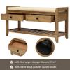 P PURLOVE Entryway Storage Bench with Cushioned Seat Shoe Rack with 2 Drawers and Storage Shelf, Old Pine view 4