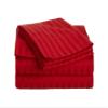 Elf Linen Luxurious 1500 Thread Count 100% Pima Cotton 4-Piece Bed Sheet Set, Queen, Red Stripe Pattern (Fits Mattress Up to 18-20" Deep Pocket) view 1