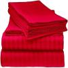 Elf Linen Luxurious 1500 Thread Count 100% Pima Cotton 4-Piece Bed Sheet Set, Queen, Red Stripe Pattern (Fits Mattress Up to 18-20" Deep Pocket) view 3