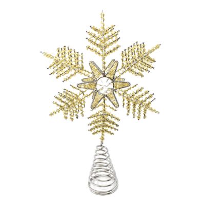 Homeford Christmas Beaded Tree Topper, Gold, 11-Inch