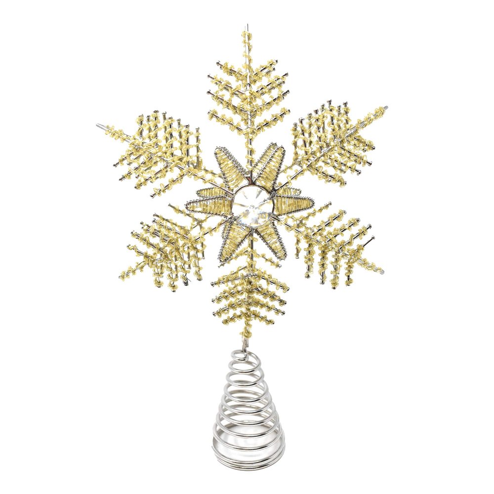 Homeford Christmas Beaded Tree Topper, Gold, 11-Inch
