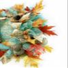 Artisan fall harvest wreath for front door or inside decorations. One of a kind handmade wreath is very full, made with mesh, autumn leaves and beautiful pumpkin ribbon. Measures 18x18x6 view 2