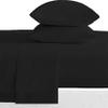 Elf Linen Luxurious 1500 Thread Count 100% Pima Cotton 4-Piece Bed Sheet Set, Queen, Black Solid Pattern (Fits Mattress Up to 4-6" Deep Pocket) view 2