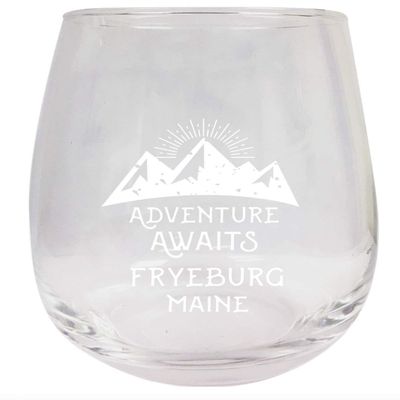 R and R Imports Fryeburg Maine Souvenir 15 oz Laser Engraved Stemless Wine Glass Adventure Awaits Design 2-Pack