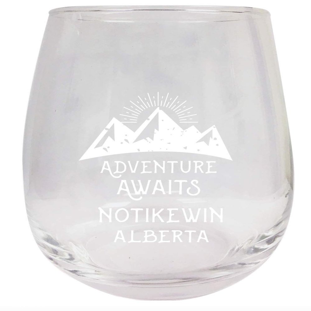 R and R Imports Notikewin Alberta Souvenir 15 oz Laser Engraved Stemless Wine Glass Adventure Awaits Design 2-Pack