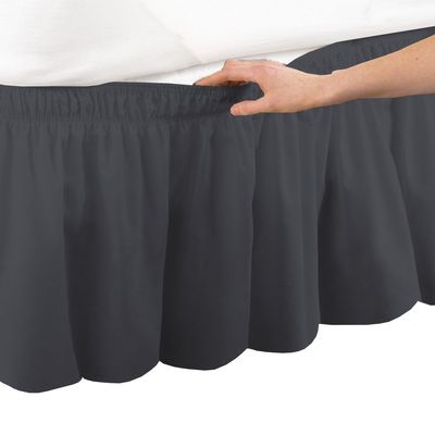Amuze Bedding Eay Fit Elastic Wrap Around Ruffled Bed Skirt Recron 700 Thread Count(Elephant Grey, Full, Drop Length 14 Inches)