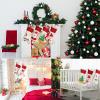 AUTGA Christmas Stockings 4 Pack, 18'' Large Xmas Stockings with Santa Snowman Gnomes Pattern, Christmas Stockings for Family Stairs Fireplace Tree Hanging Home Decorations Party Season Decor view 2