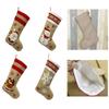 4 Pack Christmas Stockings Burlap Embroidery Family Large Stocking for Fireplace Hanging Holiday Decorations view 3