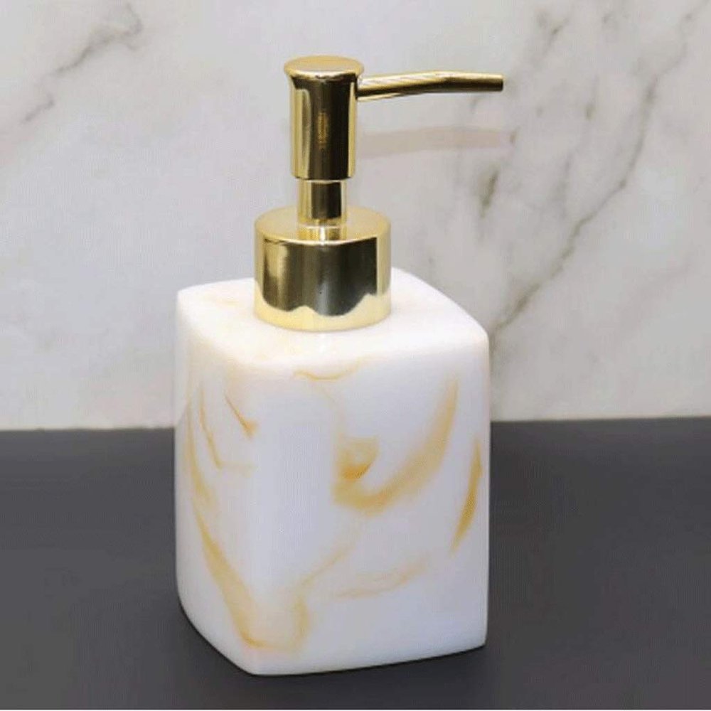 Auart YiLei-LL Liquid Pump Soap Dispenser Cube Ceramic Soap Dispenser, Lotion Bottle with Chrome Plated Plastic Pump, Durable Repeatedly Filled (Color : Yellow, Size : 230ml)