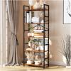CosyStar 5-Tier Tall Bookcase, Rustic Wood and Metal Standing Bookshelf, Industrial Vintage Book Shelf Unit, Open Back Modern Office Bookcases view 1