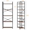 CosyStar 5-Tier Tall Bookcase, Rustic Wood and Metal Standing Bookshelf, Industrial Vintage Book Shelf Unit, Open Back Modern Office Bookcases view 2