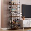 CosyStar 5-Tier Tall Bookcase, Rustic Wood and Metal Standing Bookshelf, Industrial Vintage Book Shelf Unit, Open Back Modern Office Bookcases view 3