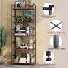 CosyStar 5-Tier Tall Bookcase, Rustic Wood and Metal Standing Bookshelf, Industrial Vintage Book Shelf Unit, Open Back Modern Office Bookcases view 4
