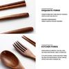 Hemoton Reusable Bamboo Silverware Set with Chopsticks Forks and Spoons 6-Piece Flatware for Camping Outdoor Dining and Family Meals view 2