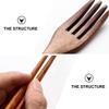 Hemoton Reusable Bamboo Silverware Set with Chopsticks Forks and Spoons 6-Piece Flatware for Camping Outdoor Dining and Family Meals view 4