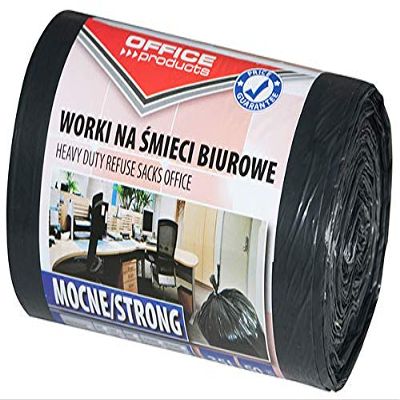 Office Products 22021213-05 Bin Liners 35 L Pack of 50 Strong LDPE | Bin Bags for Household Waste for the Office | Colour: Black | Film Thickness: 20 m