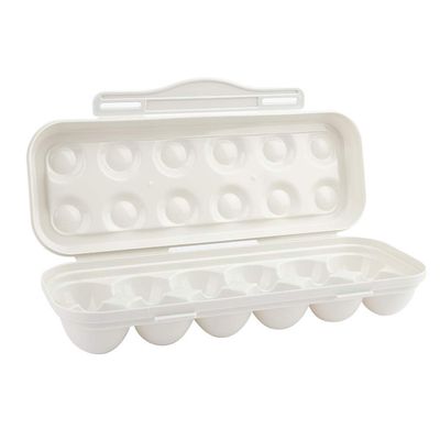 Agatige 12 Grids Egg Holder for Countertop, Portable Plastic Egg Storage Container with Lids for Kitchen Refrigerator BBQ Picnic, 11.8 x 4.3 x 2.6 in
