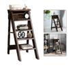 ZHZ-DT Ladder Chair 5 Steps Folding Wooden Ladder Stool for Adults Kids Multifunctional Safety Non-Slip, Brown view 1