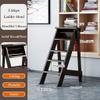 ZHZ-DT Ladder Chair 5 Steps Folding Wooden Ladder Stool for Adults Kids Multifunctional Safety Non-Slip, Brown view 2