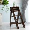 ZHZ-DT Ladder Chair 5 Steps Folding Wooden Ladder Stool for Adults Kids Multifunctional Safety Non-Slip, Brown view 4