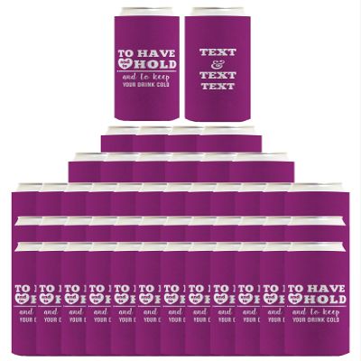 Wedding Favors for Guests Have Hold Keep Drink Cold Names & Date 96-Pack Personalized Ultra Slim Can Coolies Party Pack Mulberry