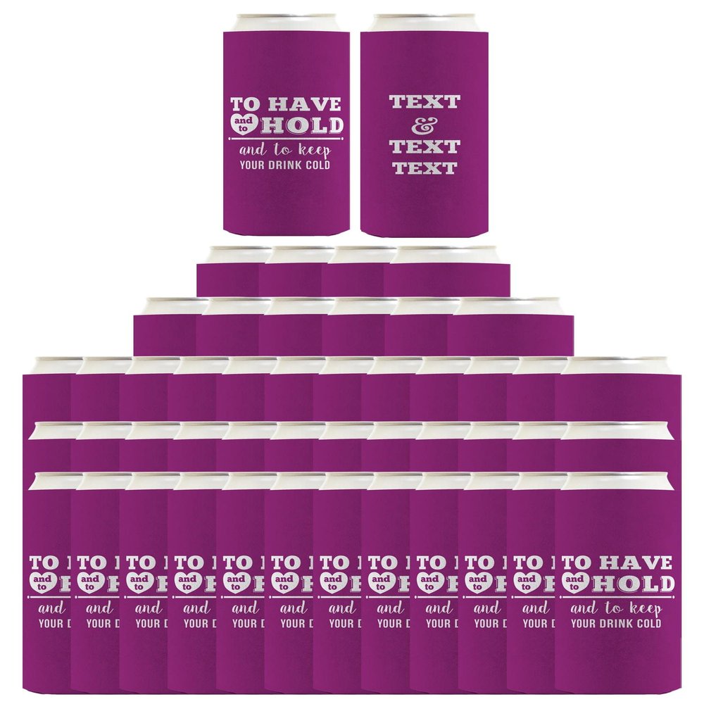 Wedding Favors for Guests Have Hold Keep Drink Cold Names & Date 96-Pack Personalized Ultra Slim Can Coolies Party Pack Mulberry