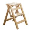 ZHZ-DT Ladder Stool 2/3 Step | Wooden Stepladder | Folding Ladder Chair | Multifunctional Safety Non-Slip Step Stool for Adults Kids, Household Office Kitchen Library, Natural (Size : 2-Step) view 1