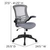 BizChair Mid-Back Dark Gray Mesh Swivel Ergonomic Task Office Desk Chair - Flip-Up Arms view 2