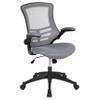 BizChair Mid-Back Dark Gray Mesh Swivel Ergonomic Task Office Desk Chair - Flip-Up Arms view 3