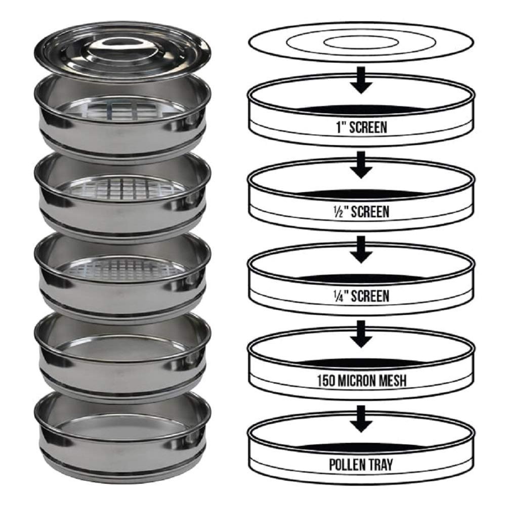 Stackable Herbal Shaker Sifter Bud Sorting Kit (12'' Commercial Stainless)