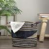 15" Beige and Black Woven Seagrass Basket with Handles view 2