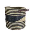 15" Beige and Black Woven Seagrass Basket with Handles view 3