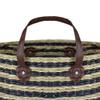 15" Beige and Black Woven Seagrass Basket with Handles view 4