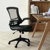 BizChair Mid-Back Black Mesh Swivel Ergonomic Task Office Chair with LeatherSoft Seat and Flip-Up Arms view 1