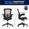 BizChair Mid-Back Black Mesh Swivel Ergonomic Task Office Chair with LeatherSoft Seat and Flip-Up Arms view 2